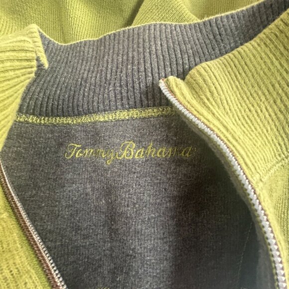 Tommy Bahama Men Reversible 1/4-Zip Mock Neck Pullover Sweater Green/Gray Casual - Picture 3 of 8
